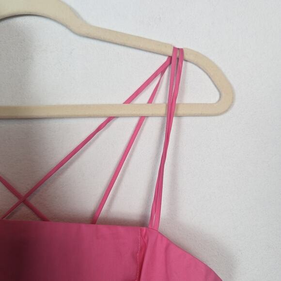 Frame Hot Pink Gathered Strappy Tie-Back Top Size L - Picture 5 of 9